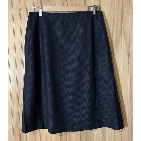 Harve Benard Skirt 10 Black & Gray Herringbone 100% Wool Lined Vintage