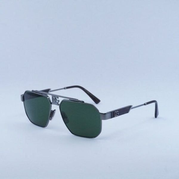 New Dolce & Gabbana DG2294 04/71 Sunglasses - Gunmetal Frame, Green Lenses