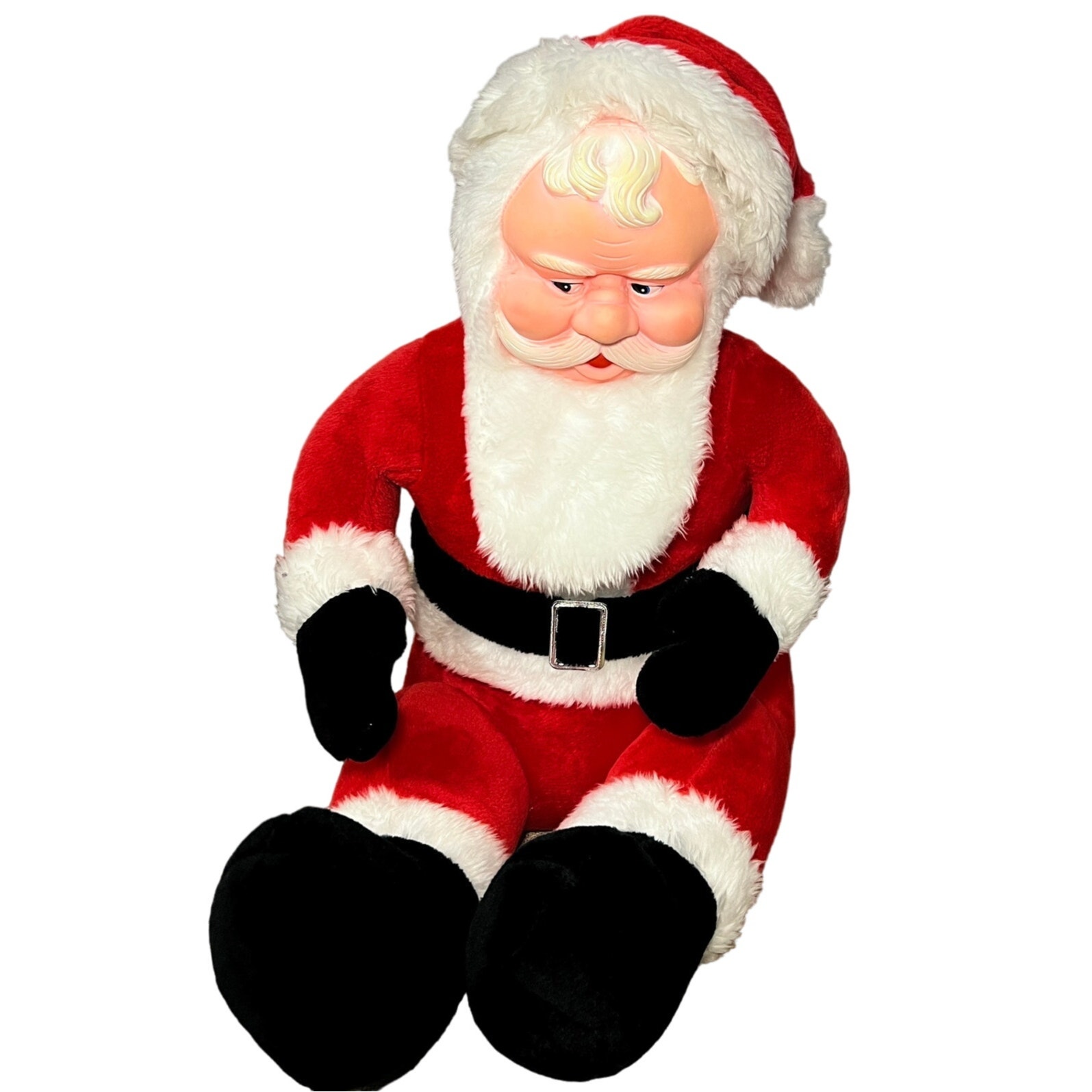 Vintage Superior Toy and Novelty Plush Santa Claus Rubber Face 80's 24 Sitting
