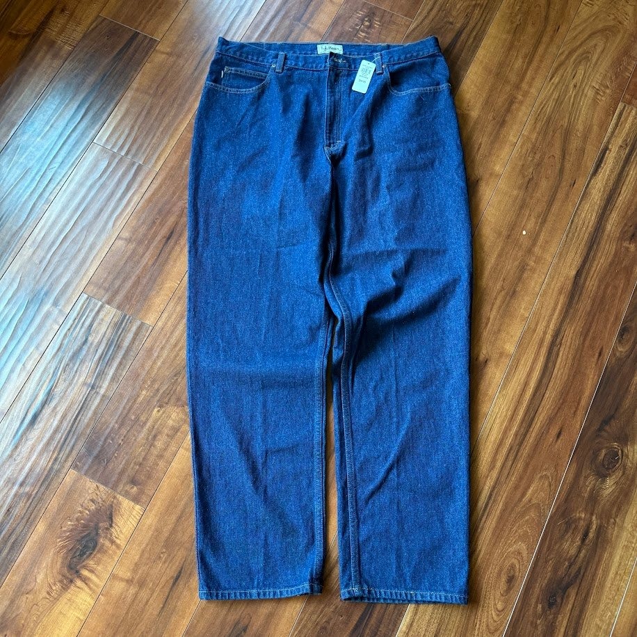 LL Bean Double L Relaxed Fit Dark Wash Blue Jeans Mens 40x34 NWT