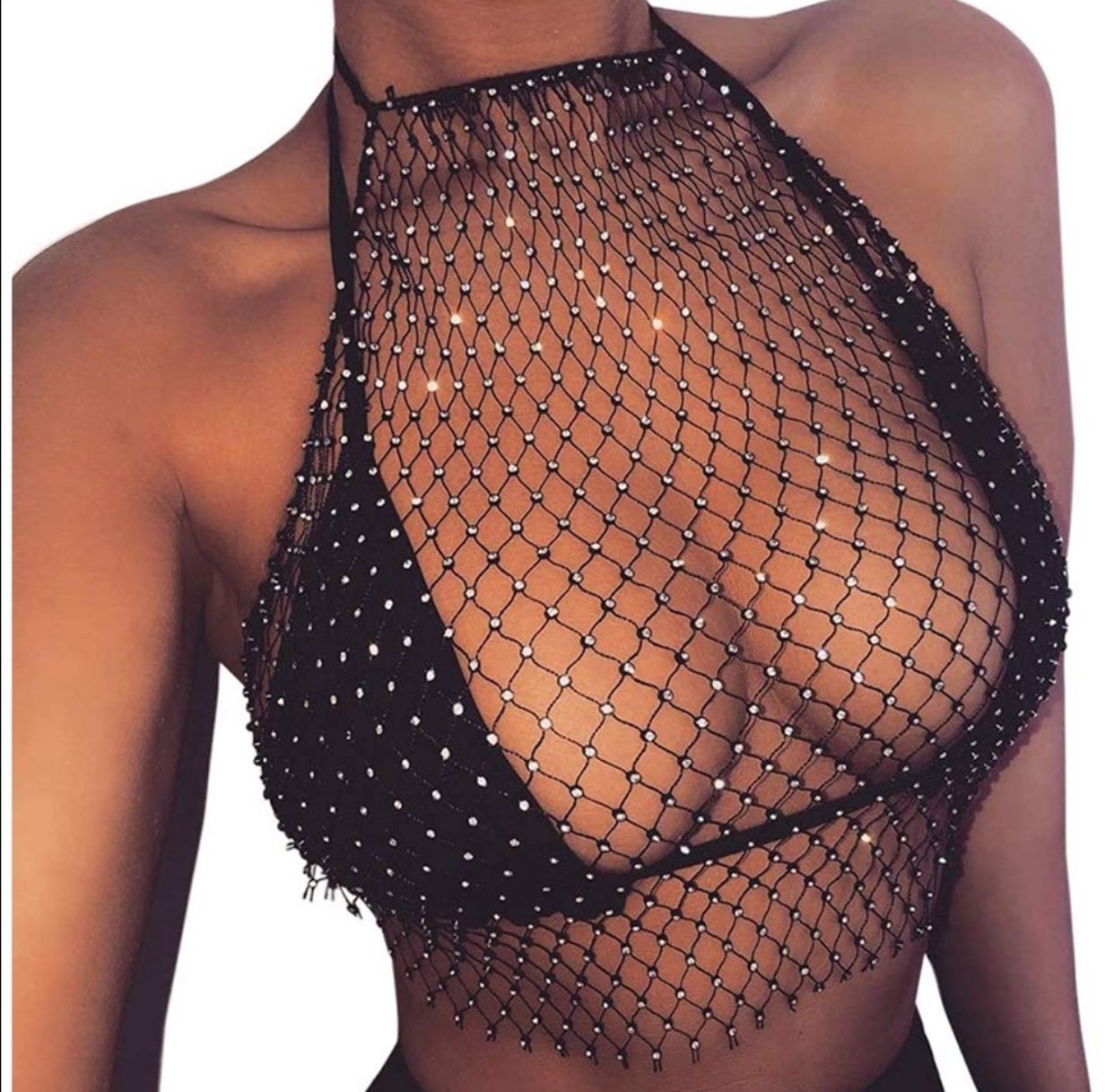 Rhinestone mesh cover-up