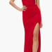 Dress the Population Jordan Ruched Side Slit Gown, Red, Size Small, 248