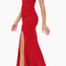 Dress the Population Jordan Ruched Side Slit Gown, Red, Size Small, 248