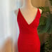 Dress the Population Jordan Ruched Side Slit Gown, Red, Size Small, 248