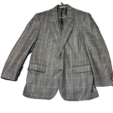 Oakton Ltd Sport Coat Grey Plaid Mens Size 42R Blazer 100% Wool Work Formal