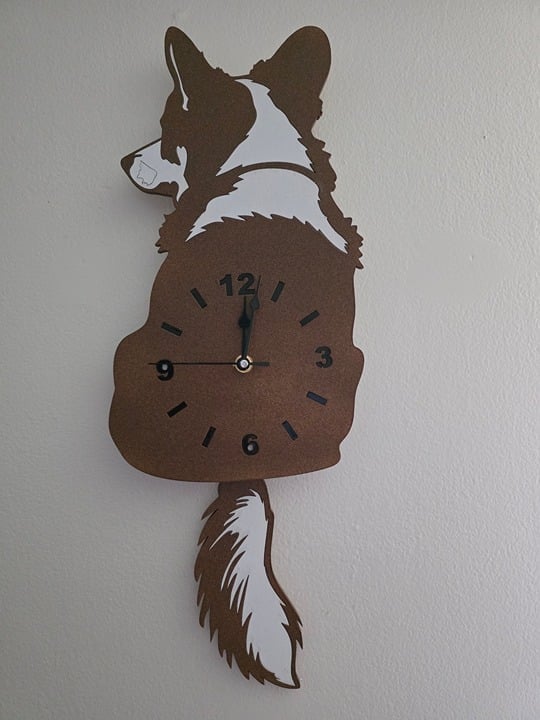 Corgi Dog Clock with Swinging Pendulum Tail