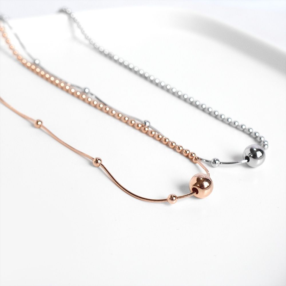 Ball necklace S925 pure silver chic Korean temperament 663