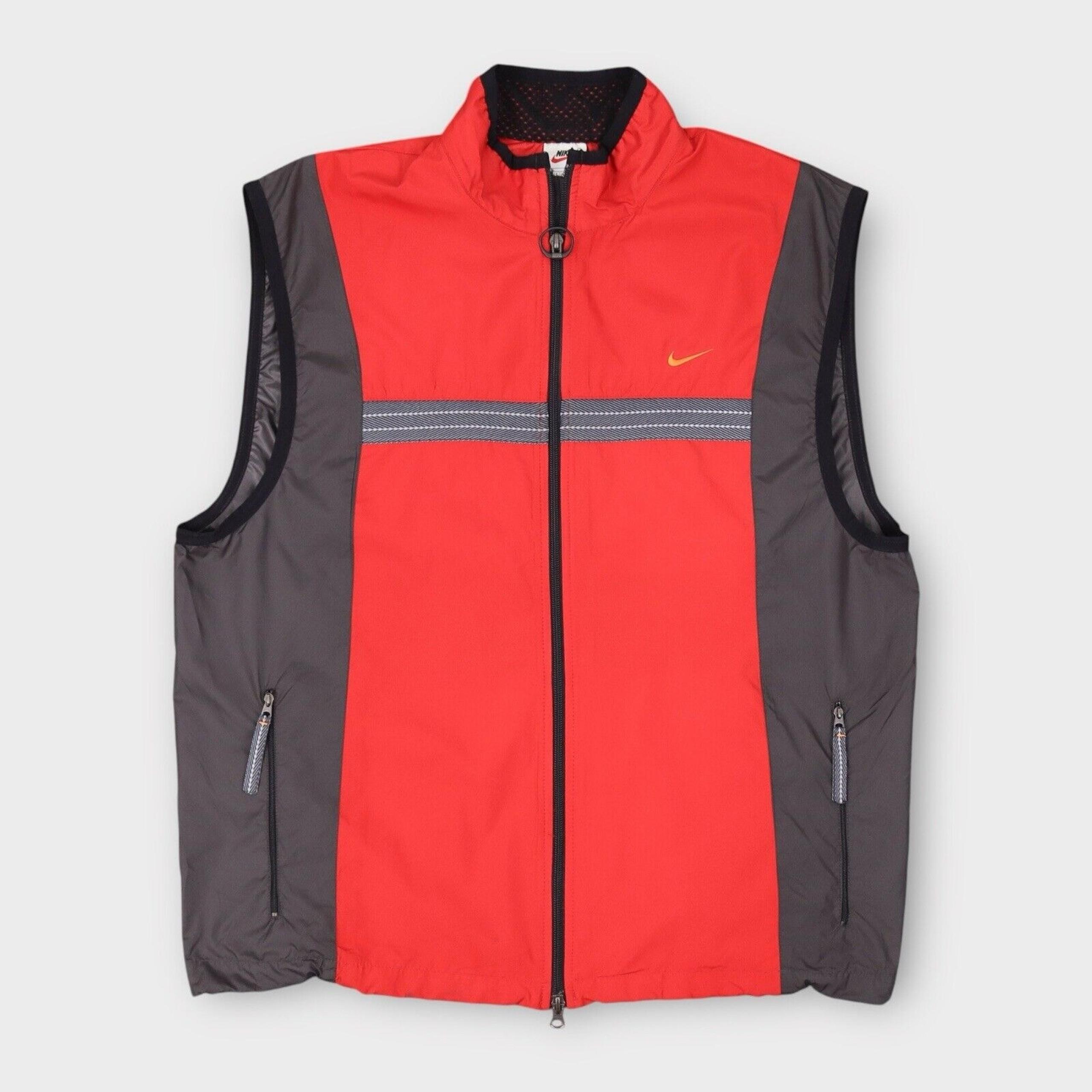 Vintage Nike Hiking Windbreaker Vest Men's Size Large 90s Red Full Zip Jacket