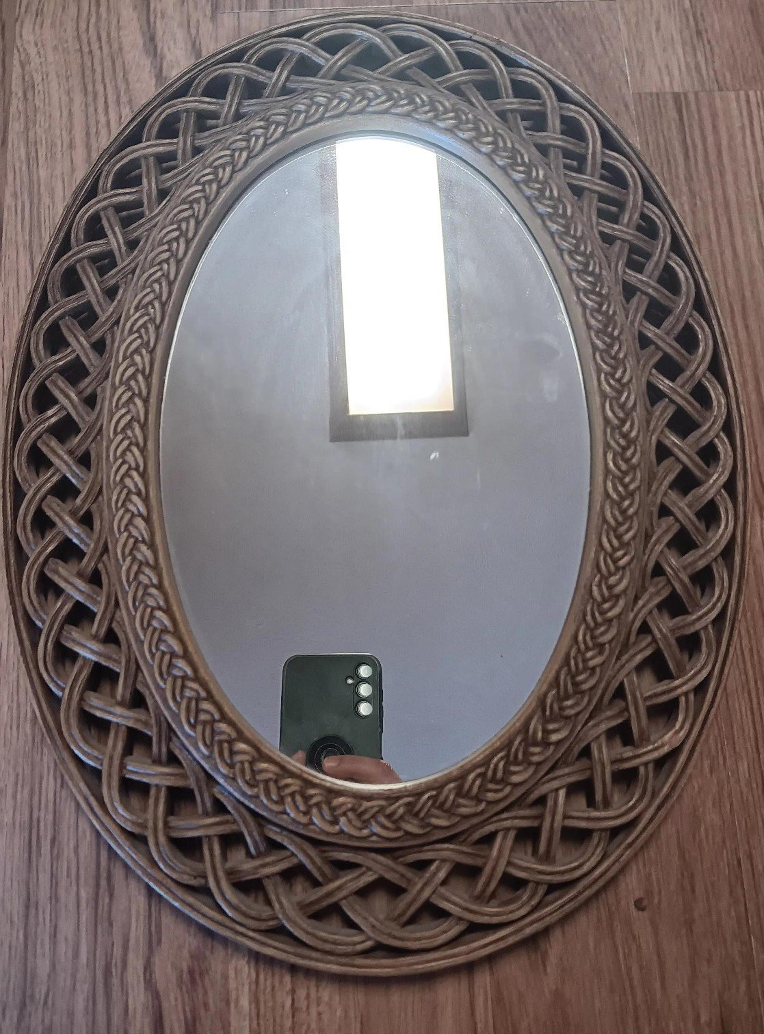 Vintage syroco style faux rattan wall mirror