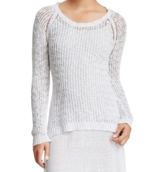 Eileen Fisher Open-Stitch Organic Cotton Pullover White Coastal Cowgirl Boho