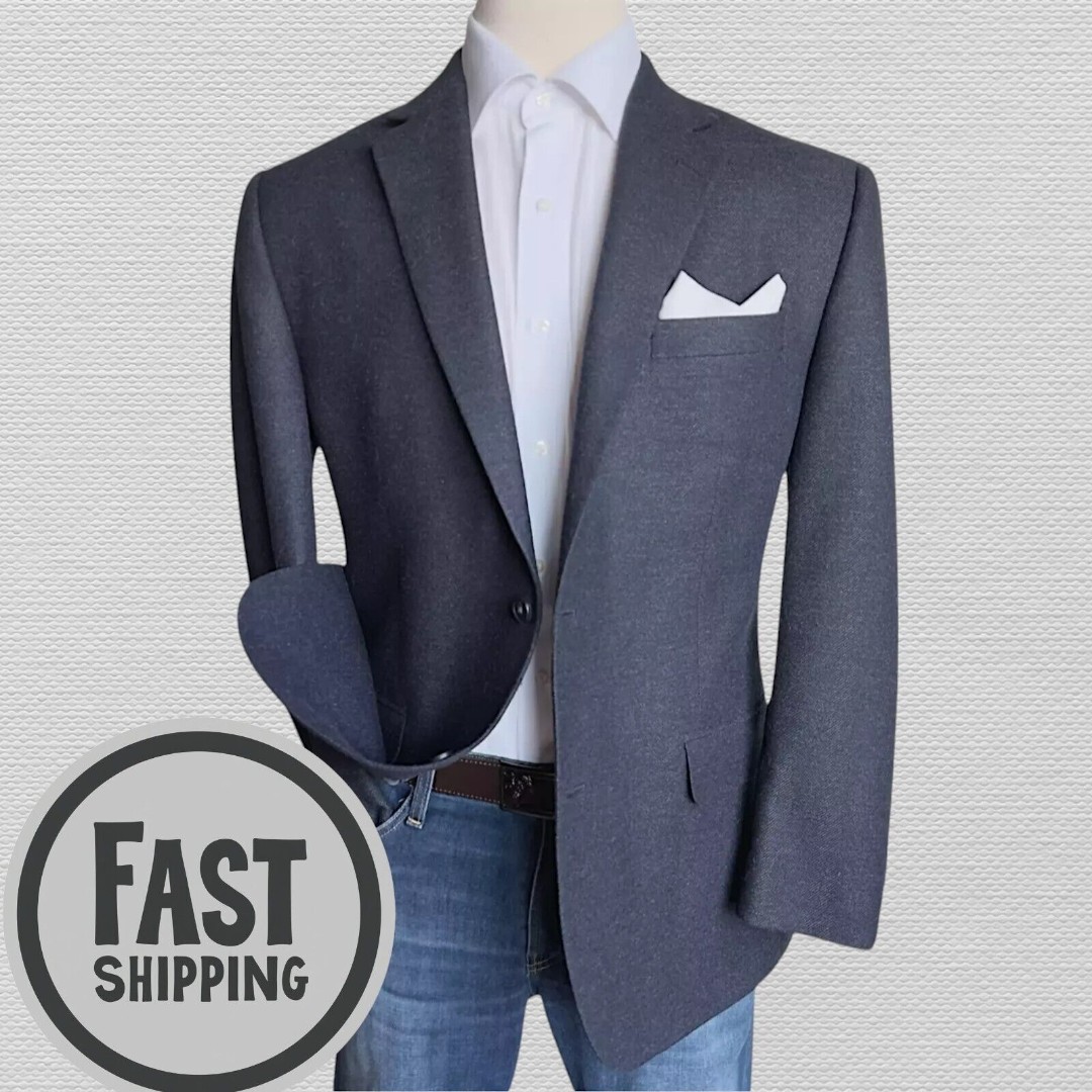 MICHAEL KORS Men Blazer Sport Coat 2-Button 2-Vent Jacket 44R CASHMERE/WOOL Gray