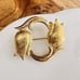 Vintage Signed MONET Brushed Gold Tone Circling TULIP WREATH Brooch 1109
