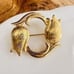 Vintage Signed MONET Brushed Gold Tone Circling TULIP WREATH Brooch 1109