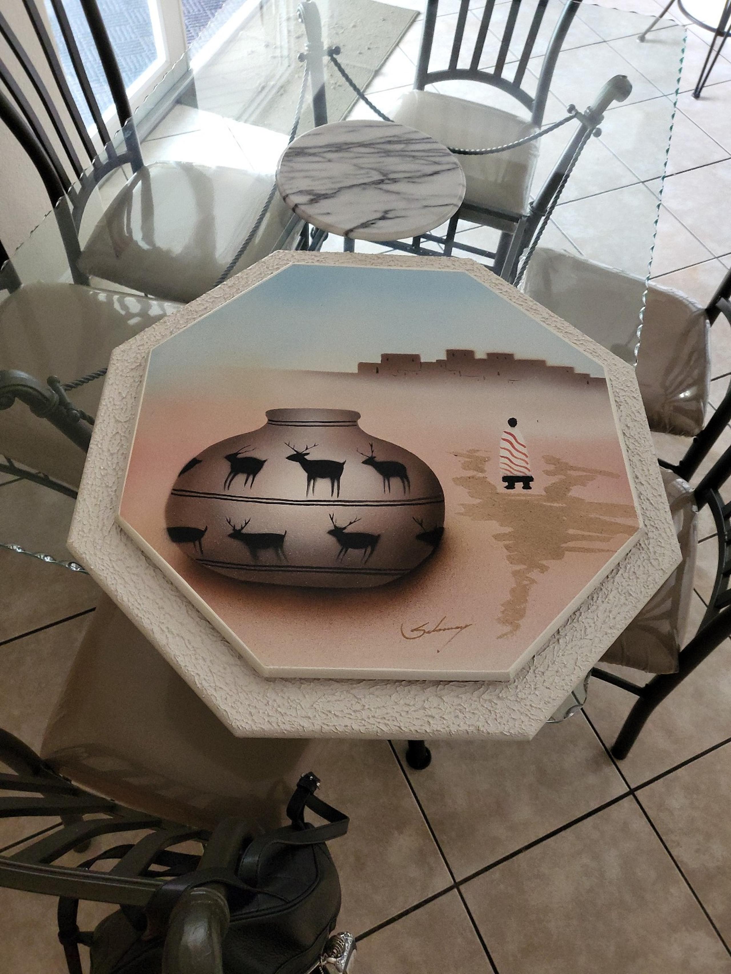 Acrylic plaque oxygen shape Southwestern base picture
