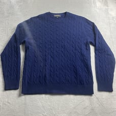 Brooks Brothers Sweater Mens Large Blue 100% Scottish Lambswool Chunky Cable