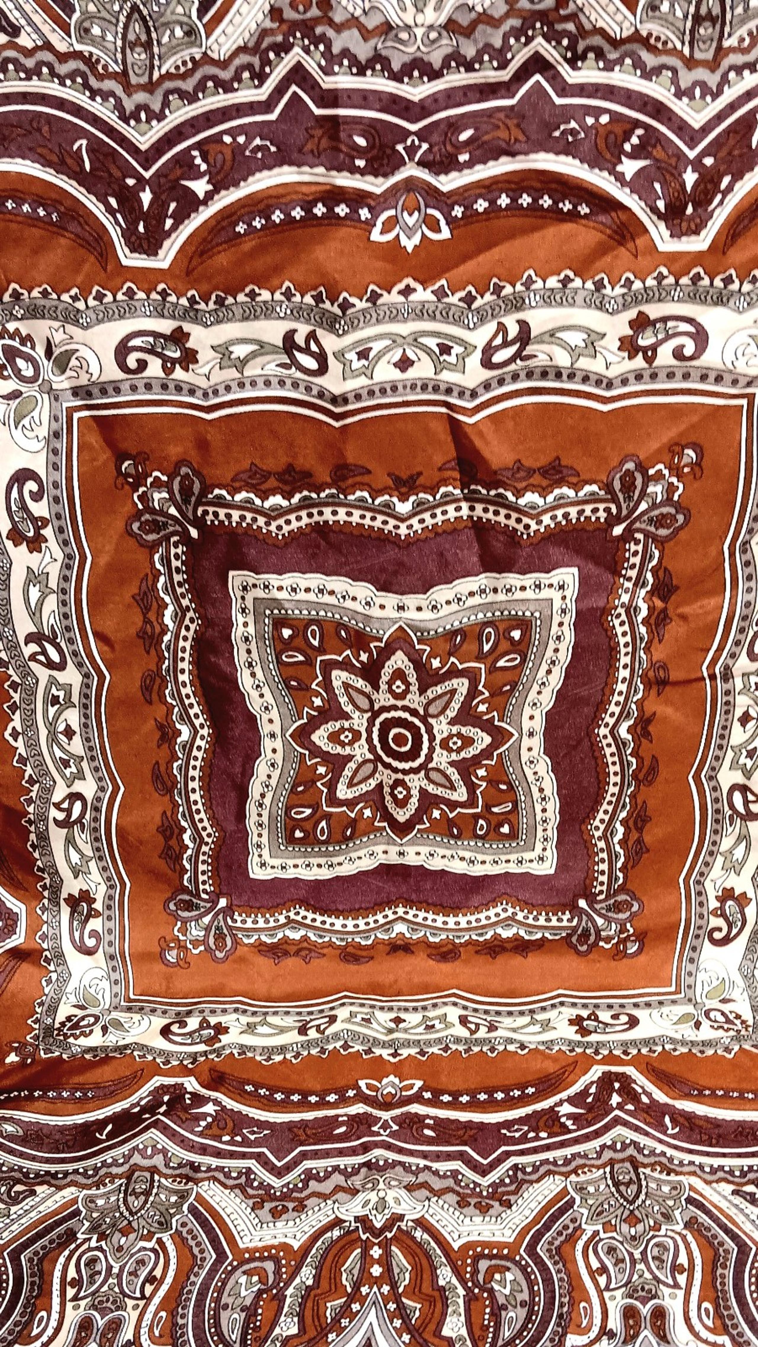Oscar De La Renta 100% Silk Scarf Brown Paisley Accessory Dress 30x32" Korea SEE