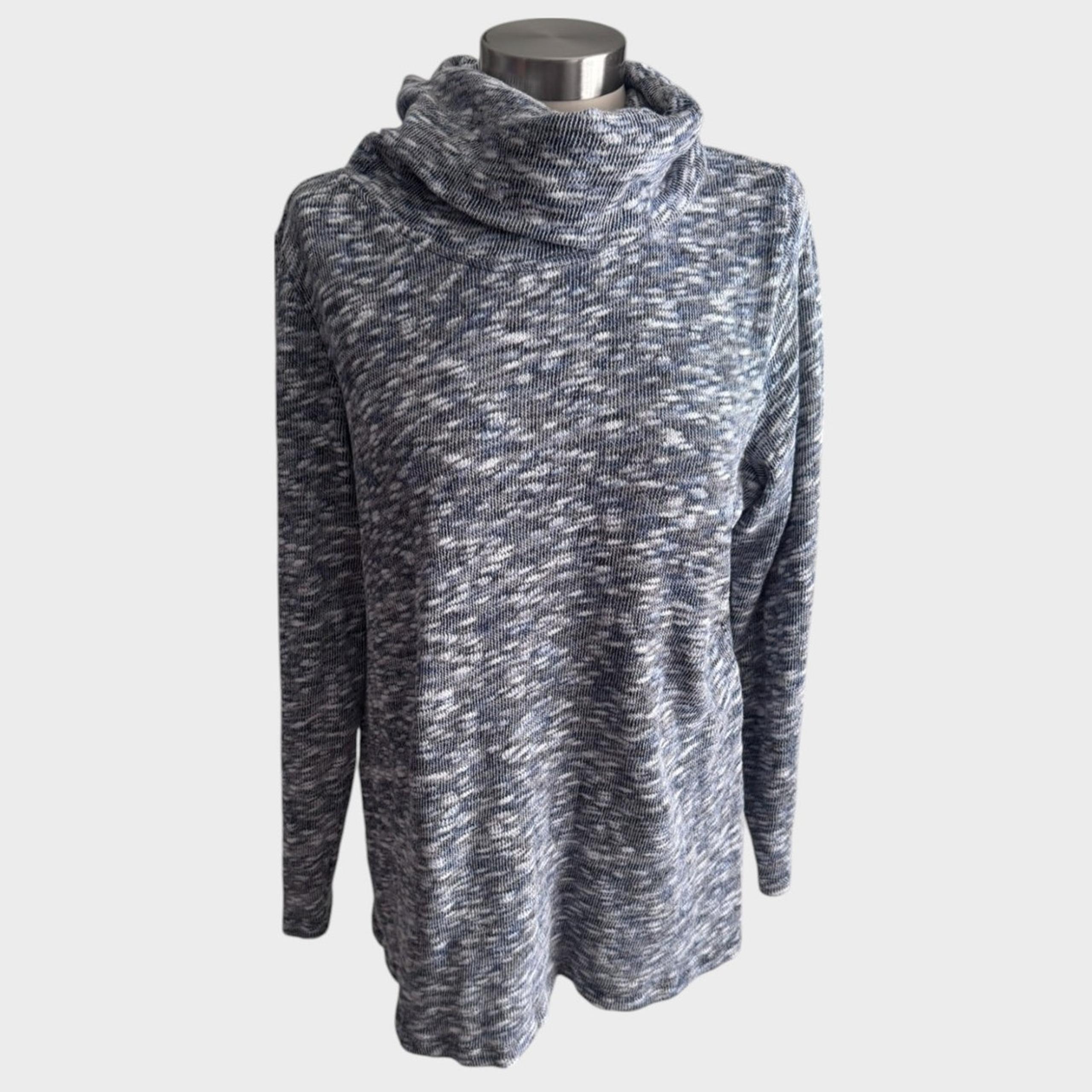 Christopher & Banks Large Cotton Polyester Cowl Neck Long Sweater