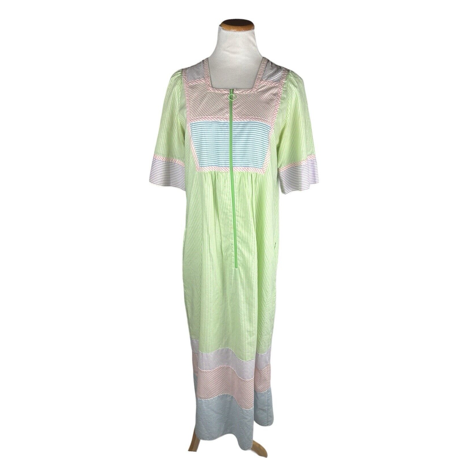 Go Softly Patio Petite Small S Striped Short Sleeve Maxi Dress Lounge Flowy S
