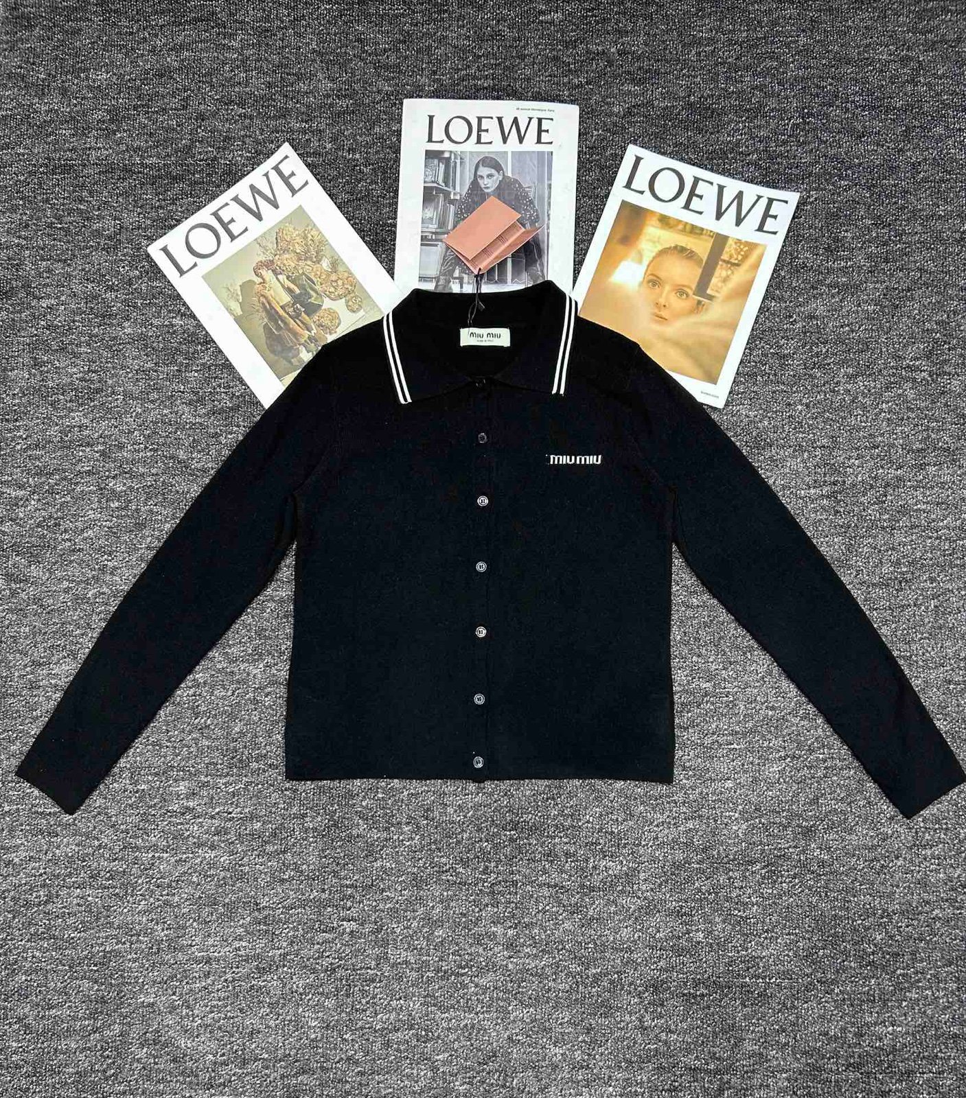 Colorblock wool knit cardigan