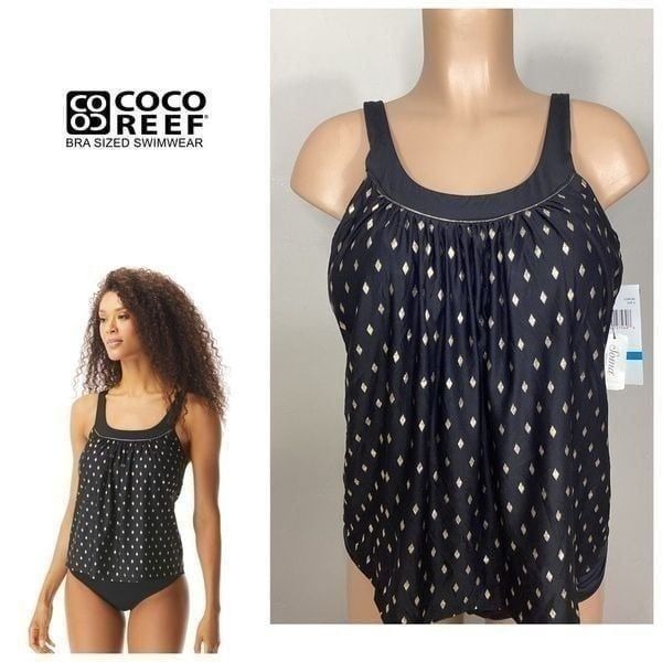 New. Coco Reef black tankini top. 36D(med). Retails 88