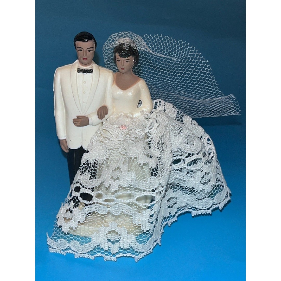 Vintage African American Bride & Groom Wedding Cake Topper