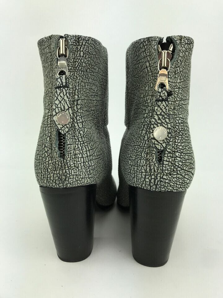 Classic Rag & Bone Newbury Ankle Boot In Crackle White Black - Size 38