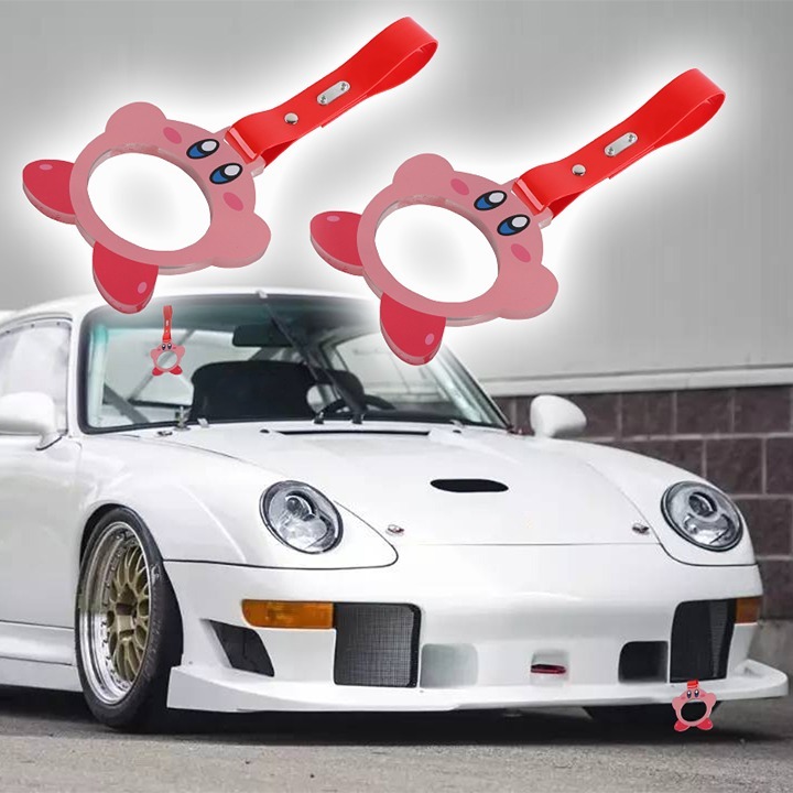 Brand New 2PCS Anime Kirby JDM TSURIKAWA Ring Subway Train Bus Handle Red Strap