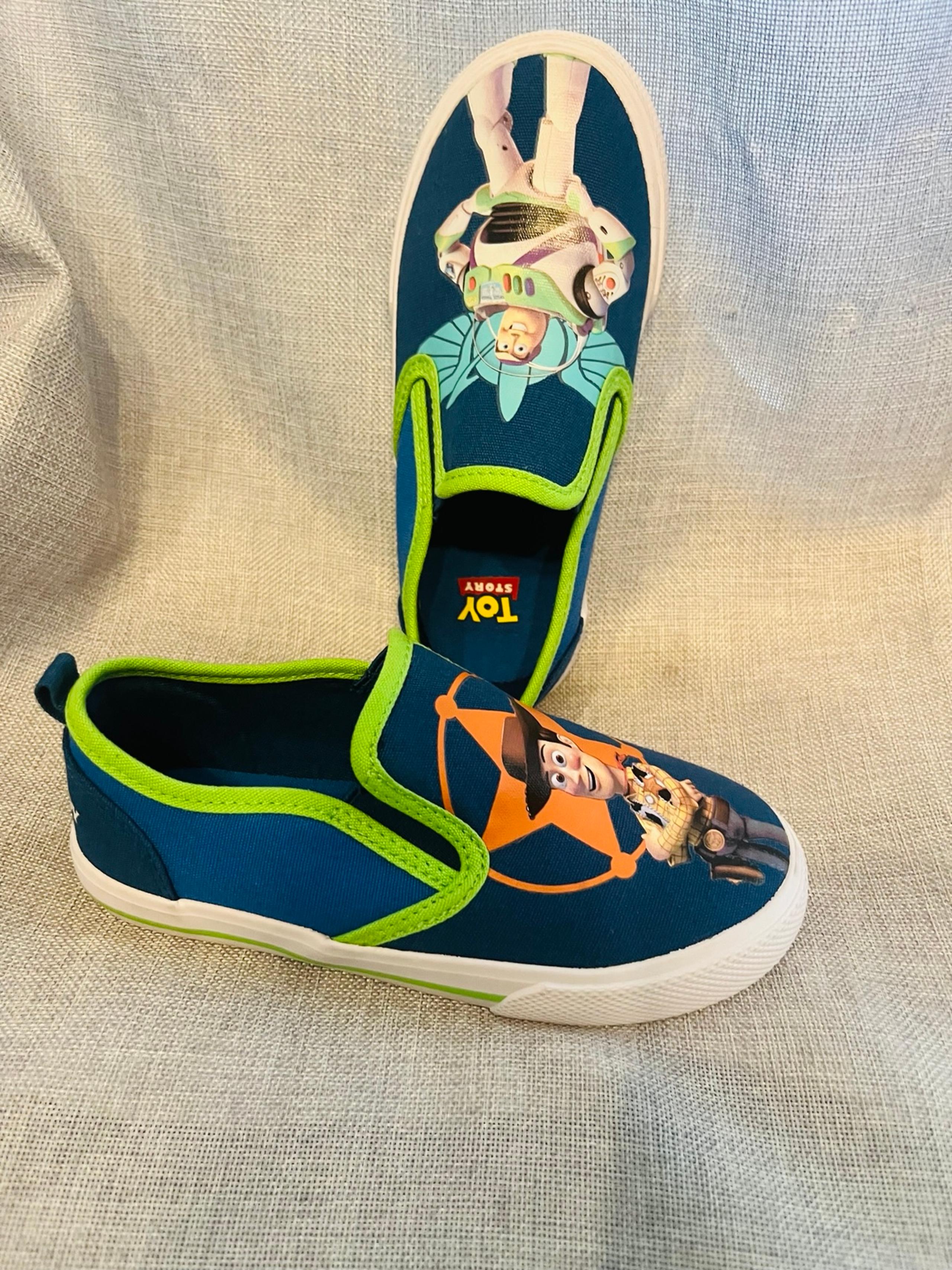 Disney Boys 11 Toddler Slip On Canvas Loafers Toy Story Woody & Buzz Lightyear