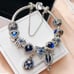 Pandora S925 bracelet with blue stars heart hot air balloon European charms