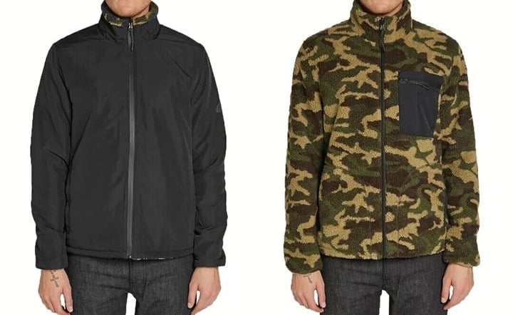 Penfield Men's Black Karstens Reversible Camo Fleece Jacket