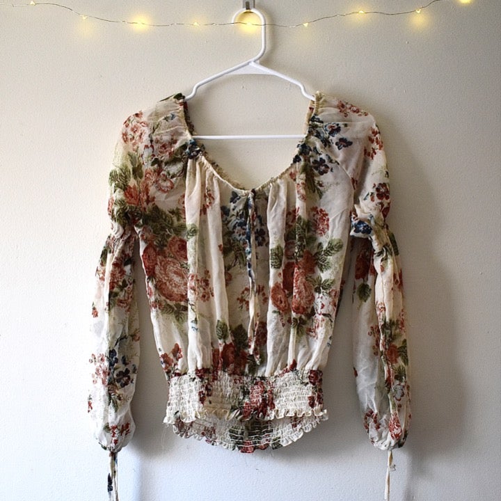 S,M #RLB Rue 21 Embroidered Cold Shoulder Long Sleeve Blouse