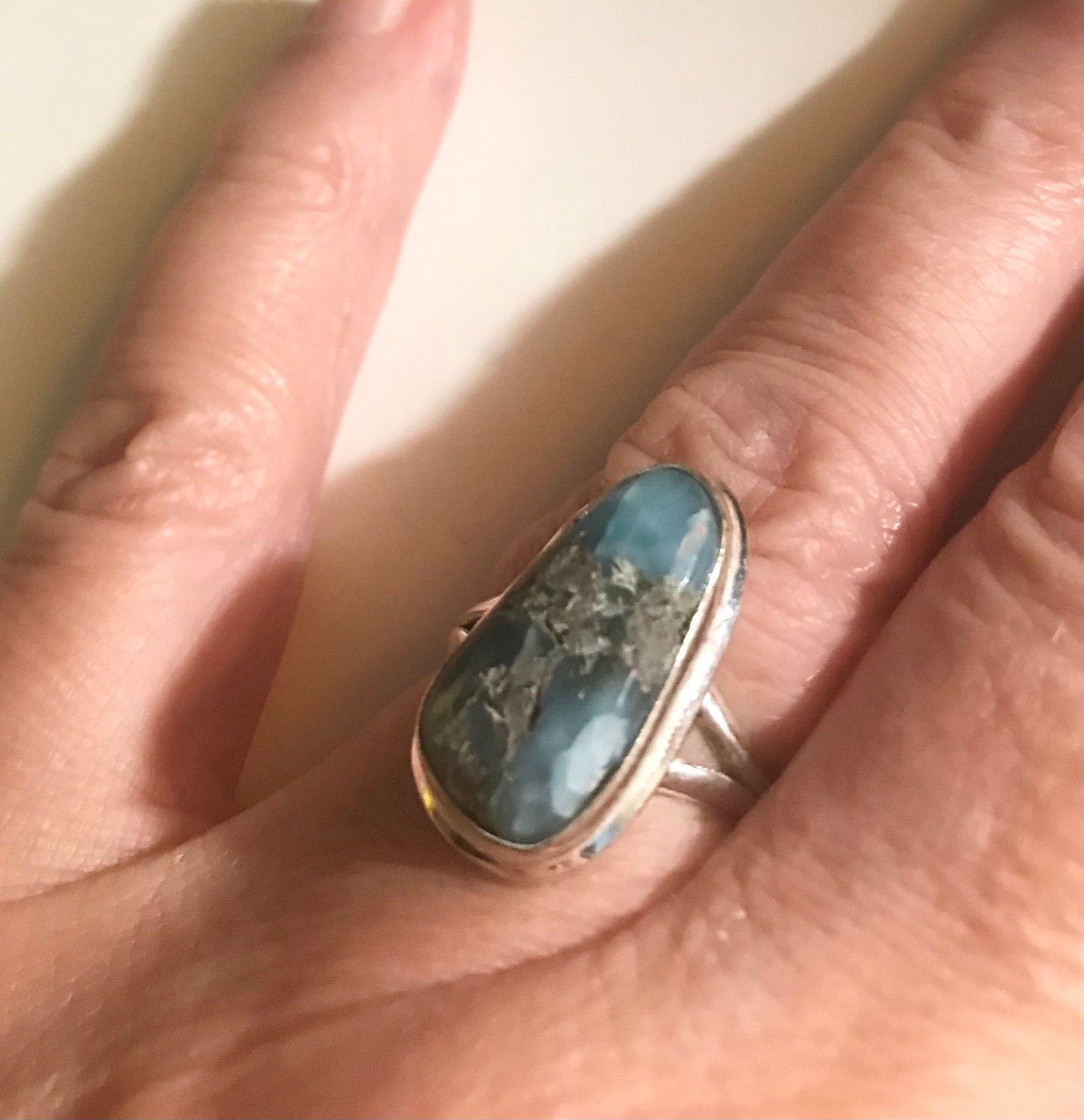 Larimar 925 Sterling Silver Ring