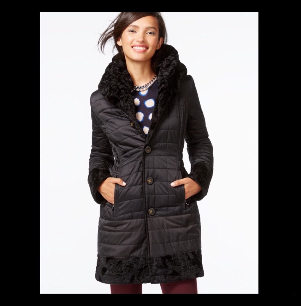 Laundry Reversible Faux Fur Coat XS