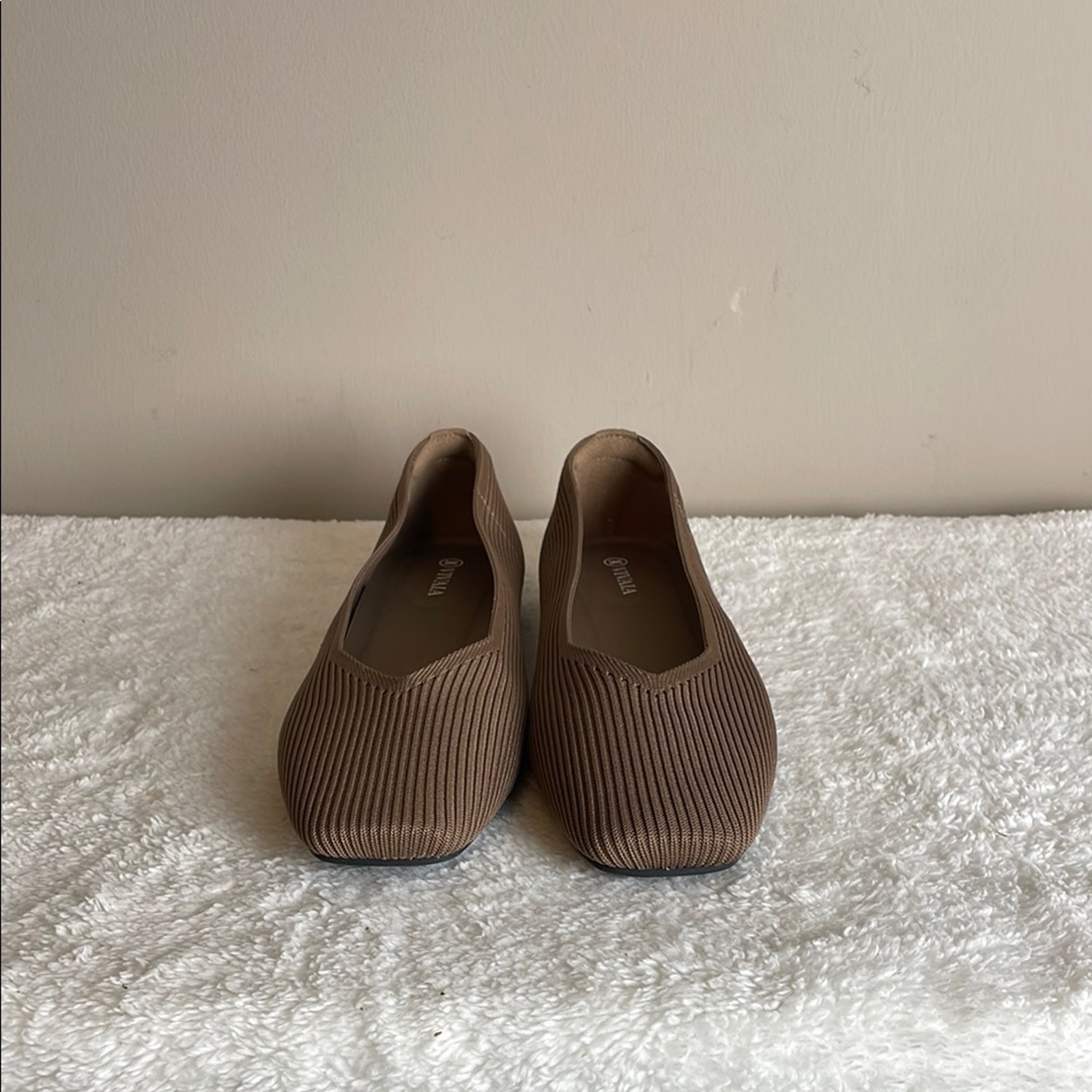 Vivaia Margot 2.0 Square Toe V Cut Knit Washable Ribbed Brown Women's 10.5 Shoes
