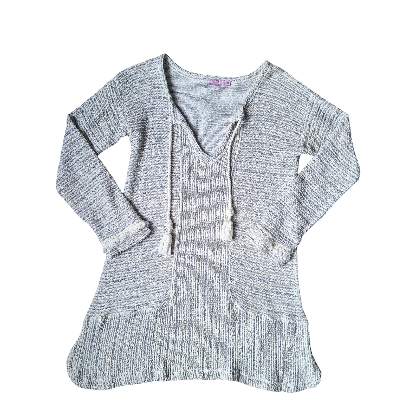 Calypso St. Barth Tassel Front Tunic Sweater Top Size Medium