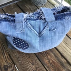 Upcycled Denim Jeans Distressed Handbag