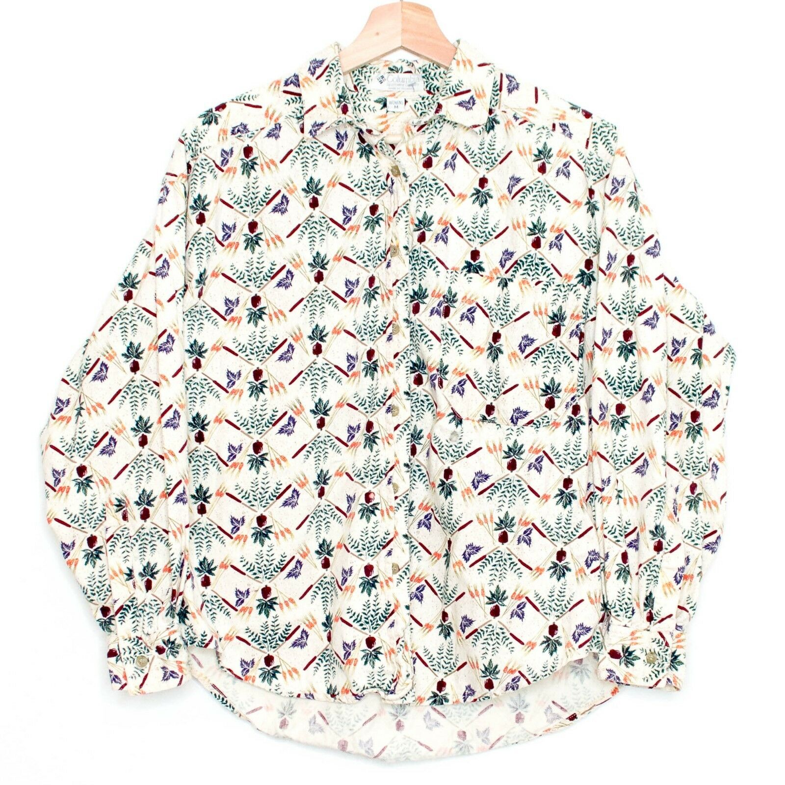 Columbia Top Boho Farmhouse Country Grandma Outdoor Retro Casual Button Medium