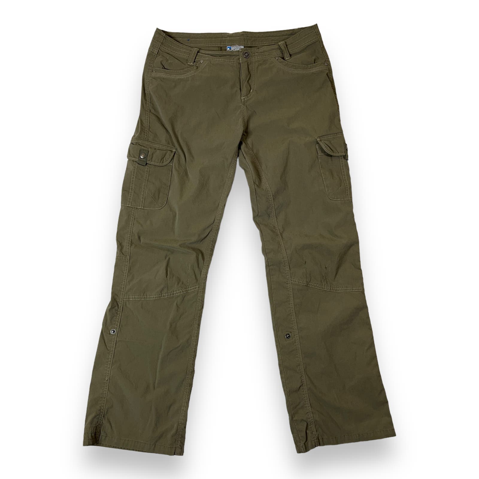 Kuhl Women's Size 12 Reg Hiking Pants Roll Up Patina Cargo Travel Dark Green