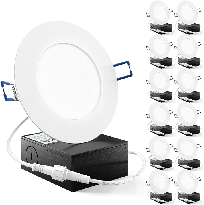 Sunco 12 Pack 4 Inch Ultra Thin LED Recessed Ceiling Lights Slim, 5000K Daylight