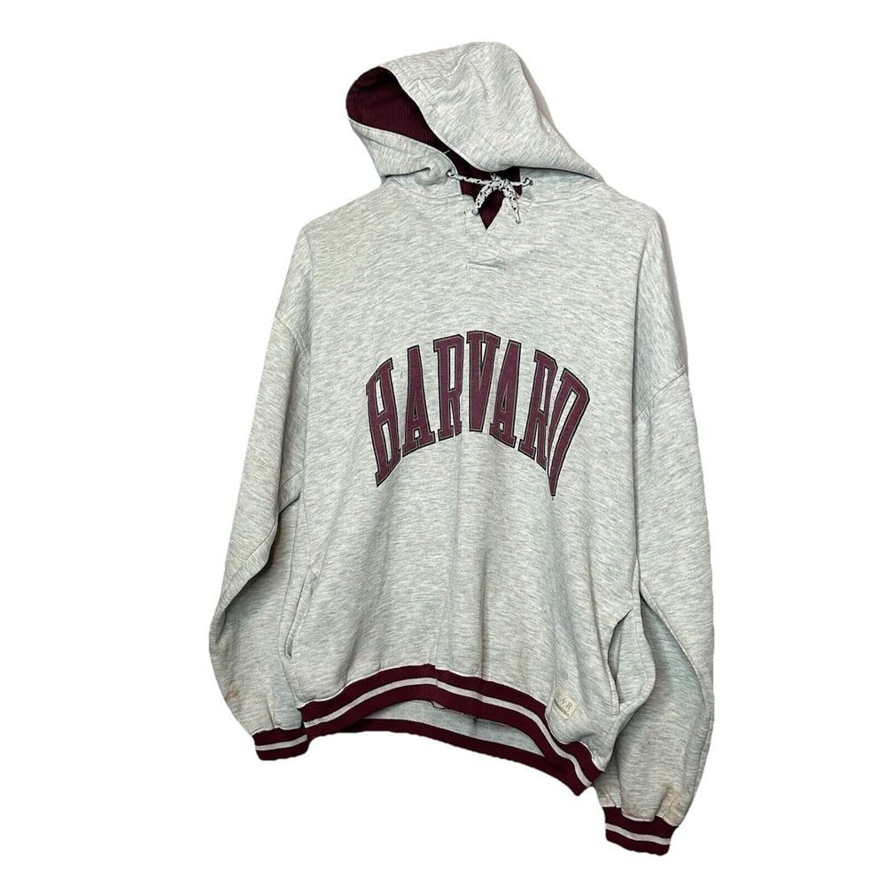 Vintage 80's Harvard University Hoodie Sz L Unisex Grey Stains Athletic College