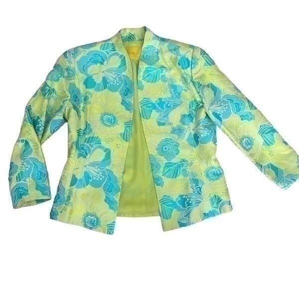 Flores And Flores Green And Blue Floral Blazer Lined SZ 100 Bright, MY23