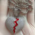 14k white gold 925 broken heart necklace
