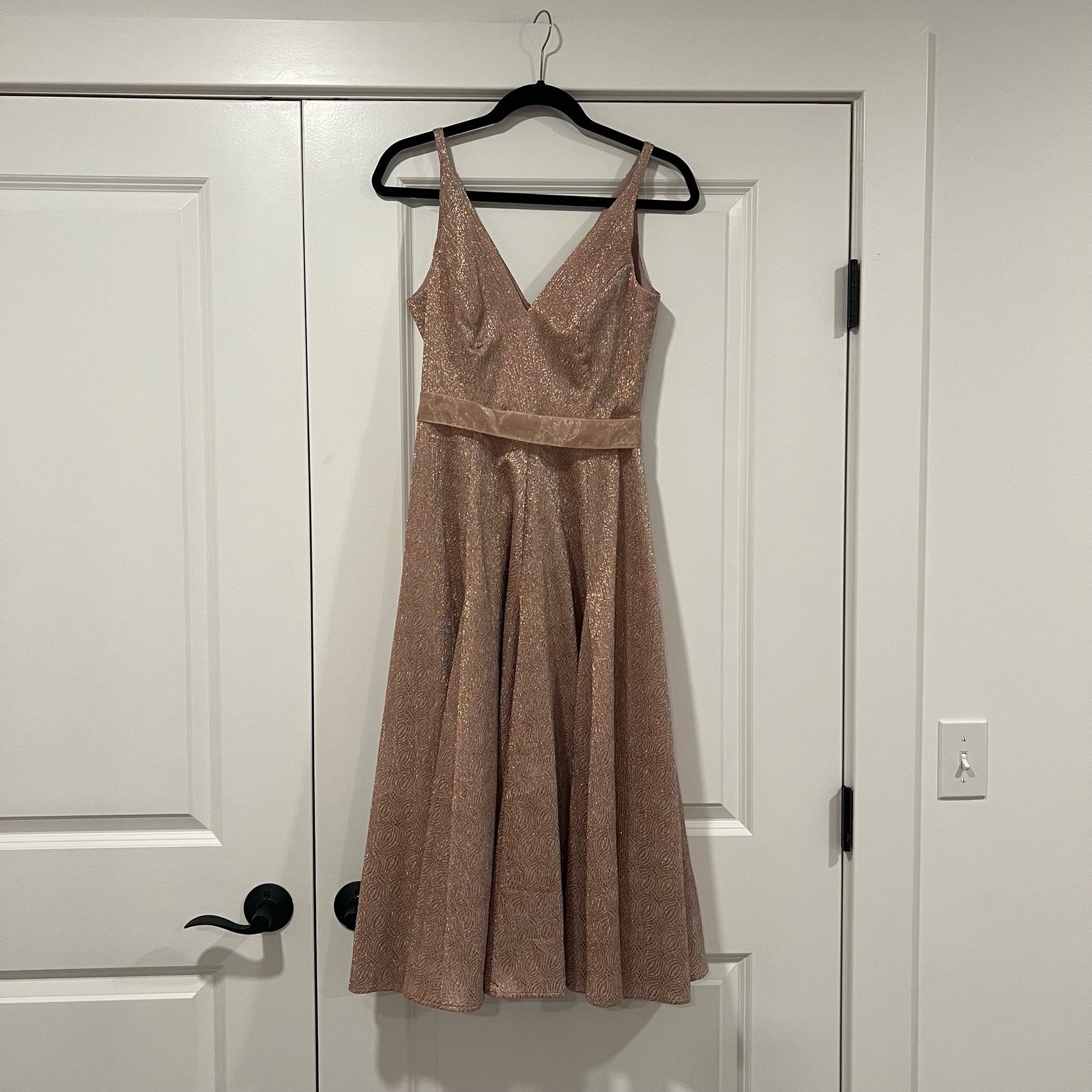 Dress The Population Women's Sleeveless Light Pink Shimmer Gown Size XS