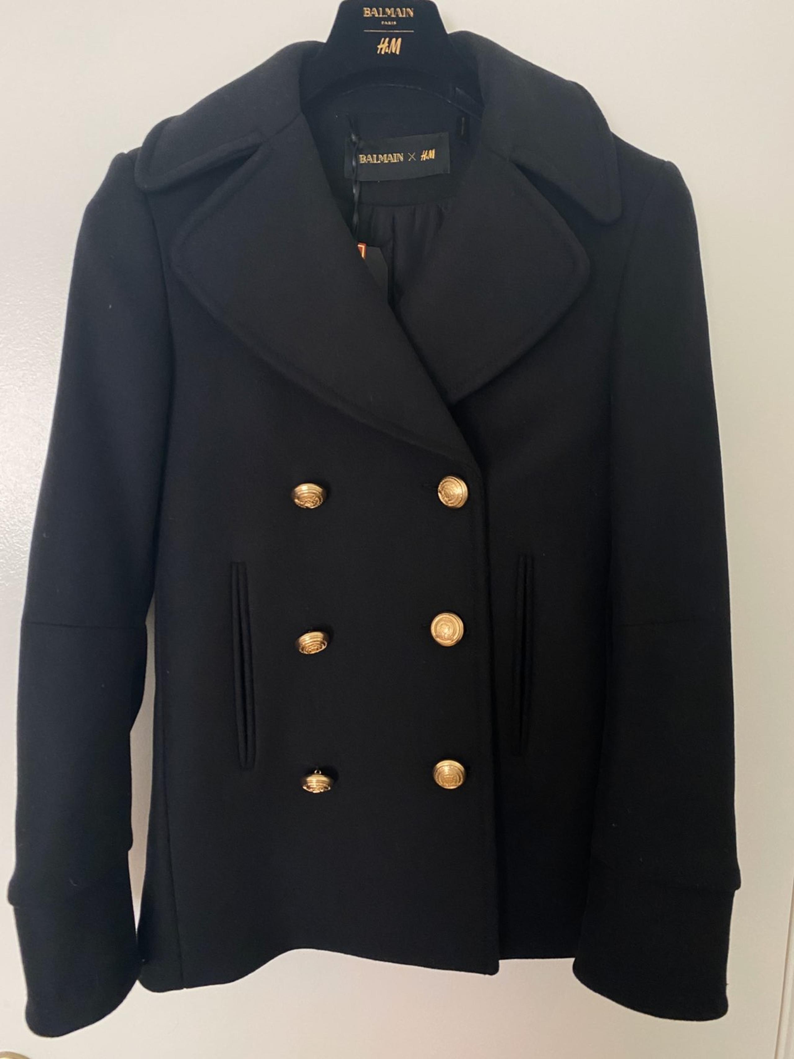 BALMAIN x H&M Navy Black Peacoat
