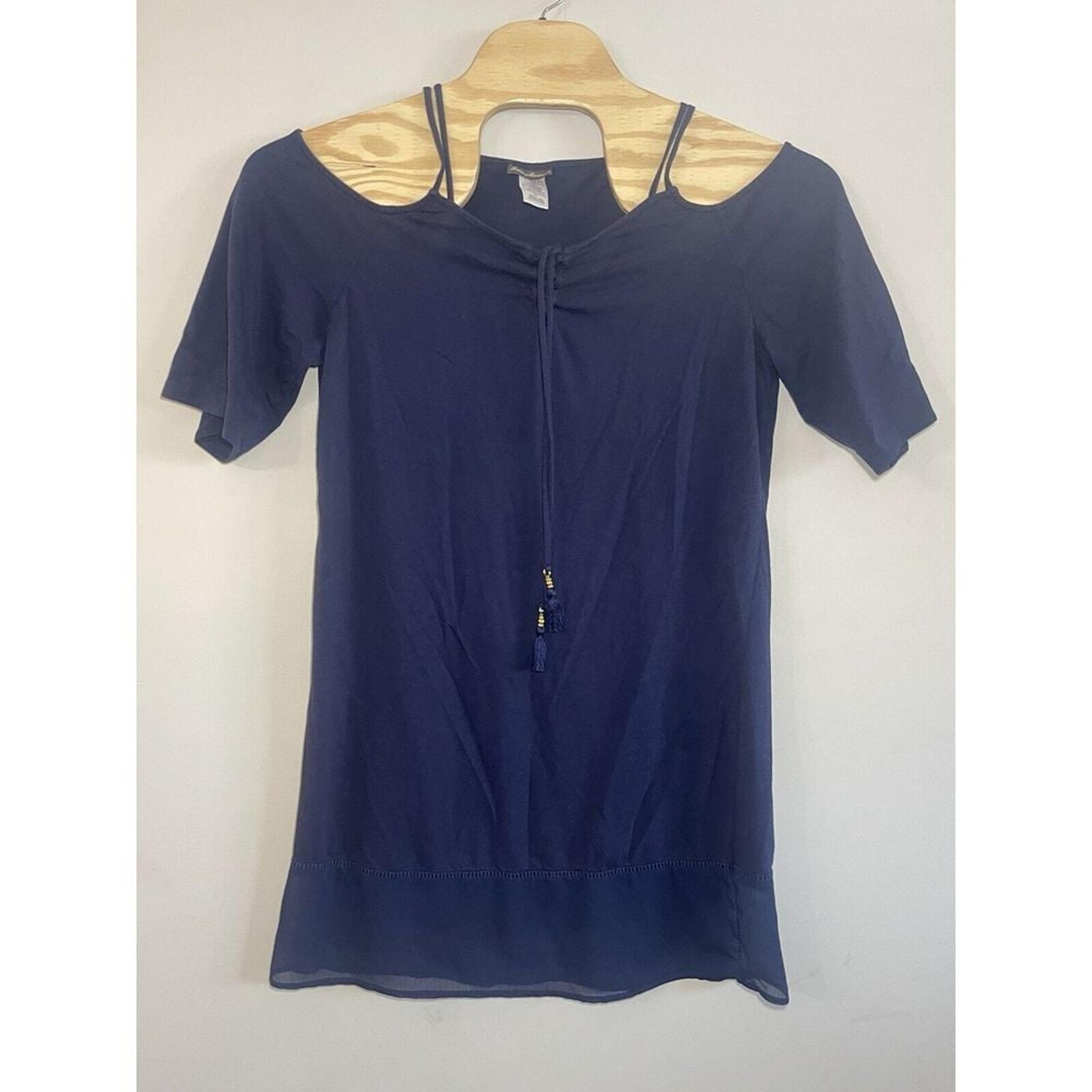 Tommy Bahama Navy Blue Shift Dress Medium Off shoulder