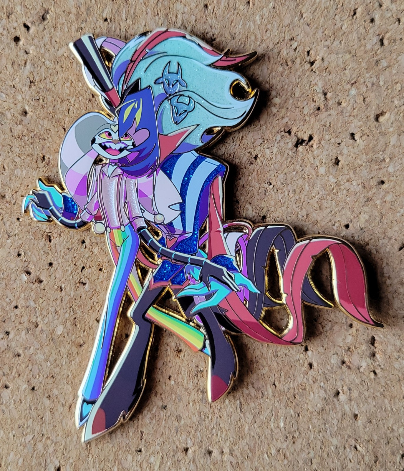 Helluva Boss Fizzarolli & Asmodeus Fizzmodeus Full Body Gold V. Enamel Pin