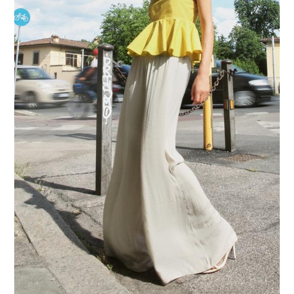 Nwt- Zara Flowy pants with elastic waist in metallic gold- L