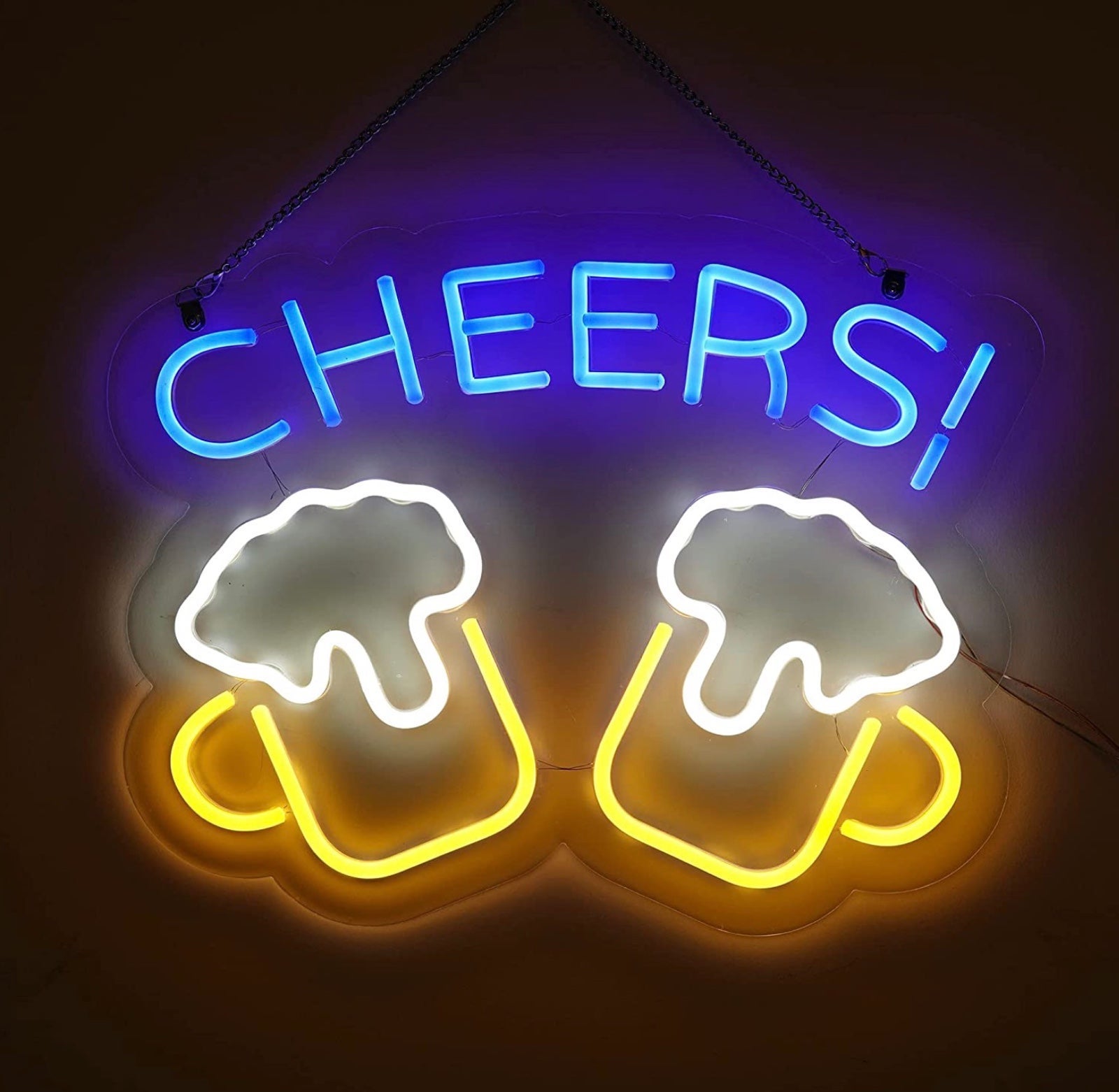 Bright Bright Blue & Yellow Cheers! Beer LED Bar Light Celebration Decoration