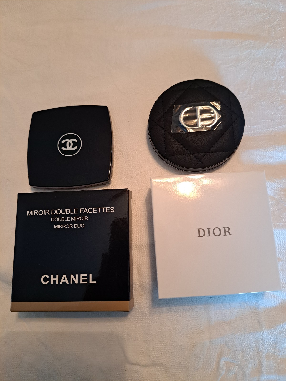Buyer's choice Chanel vs. Dior compact mirror with accessories