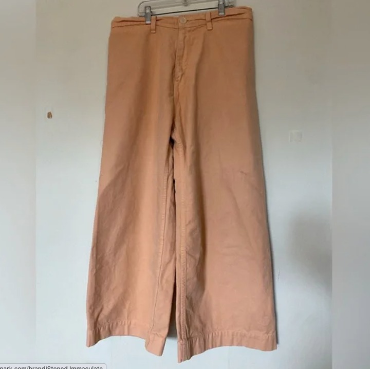 Stoned Immaculate Womens Sail Away High Waisted Wide Leg Pants Peach Salmon Sz29